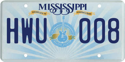 MS license plate HWU008