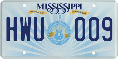 MS license plate HWU009