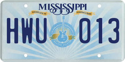 MS license plate HWU013