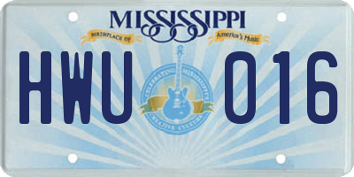 MS license plate HWU016
