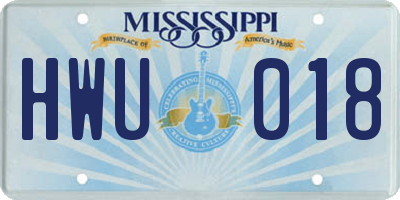 MS license plate HWU018