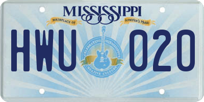 MS license plate HWU020