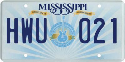 MS license plate HWU021