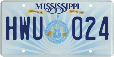 MS license plate HWU024