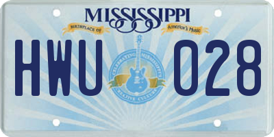 MS license plate HWU028