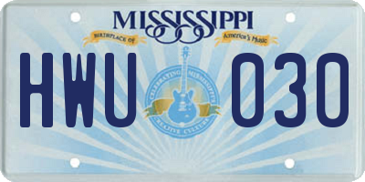 MS license plate HWU030