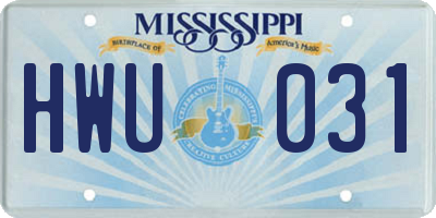 MS license plate HWU031