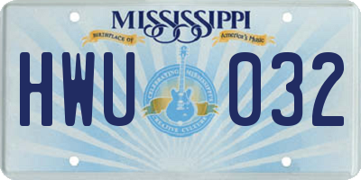 MS license plate HWU032