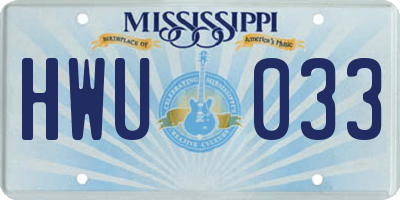 MS license plate HWU033