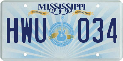 MS license plate HWU034