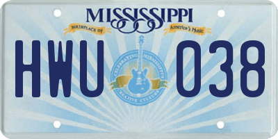 MS license plate HWU038