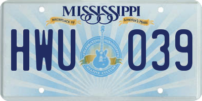 MS license plate HWU039