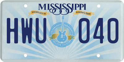 MS license plate HWU040