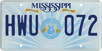 MS license plate HWU072