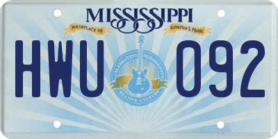 MS license plate HWU092