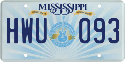 MS license plate HWU093