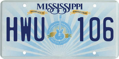 MS license plate HWU106