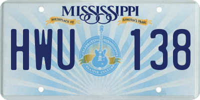 MS license plate HWU138