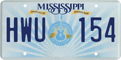 MS license plate HWU154