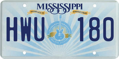 MS license plate HWU180