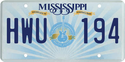 MS license plate HWU194