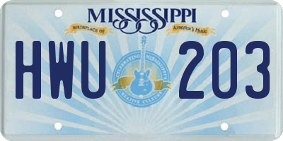 MS license plate HWU203