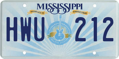MS license plate HWU212
