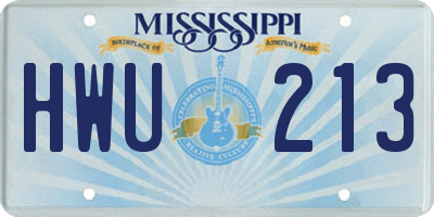 MS license plate HWU213