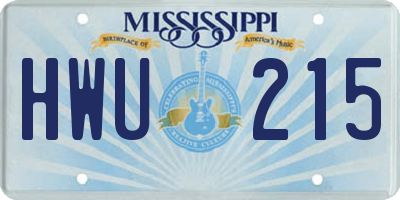 MS license plate HWU215