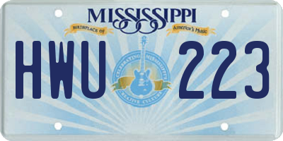 MS license plate HWU223
