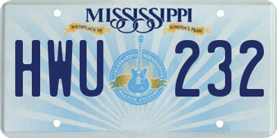 MS license plate HWU232
