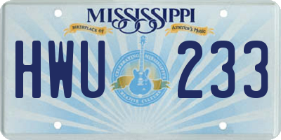 MS license plate HWU233