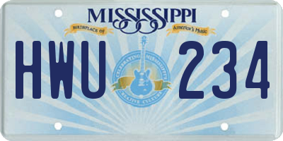 MS license plate HWU234