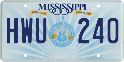 MS license plate HWU240