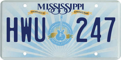MS license plate HWU247