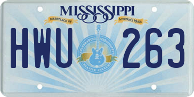 MS license plate HWU263