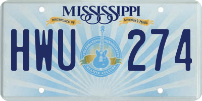 MS license plate HWU274