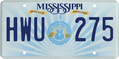 MS license plate HWU275