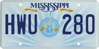 MS license plate HWU280