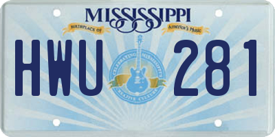 MS license plate HWU281