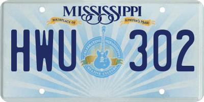 MS license plate HWU302