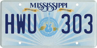 MS license plate HWU303