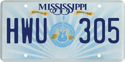 MS license plate HWU305