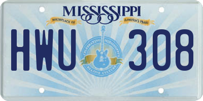MS license plate HWU308