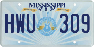 MS license plate HWU309