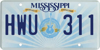 MS license plate HWU311