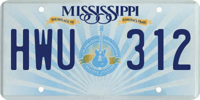 MS license plate HWU312