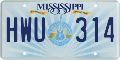 MS license plate HWU314