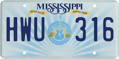 MS license plate HWU316