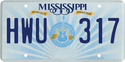 MS license plate HWU317
